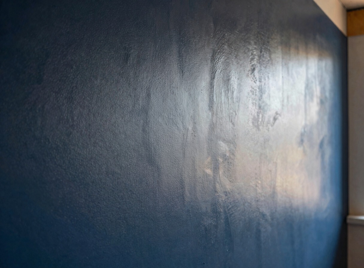 Close-up of a perfectly repaired and repainted interior wall, smooth and dry, showing no signs of previous wall mold or efflorescence, under natural daylight. Emphasize the clean texture and crisp paint finish.